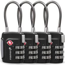 TSA Accepted Cable Luggage Locks, (4 Pack) Re-settable Easy to Read 3 Digit Combination with Alloy Body and Release Button for Travel Bag, Suit Case &