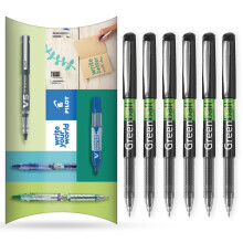 GreenBall Liquid Ink Rollerball Pen - Begreen Range 89% Recycled - Pack of 6 Pens - Medium 0.7mm Nib - Ideal for Writing, School, Home, Revision,
