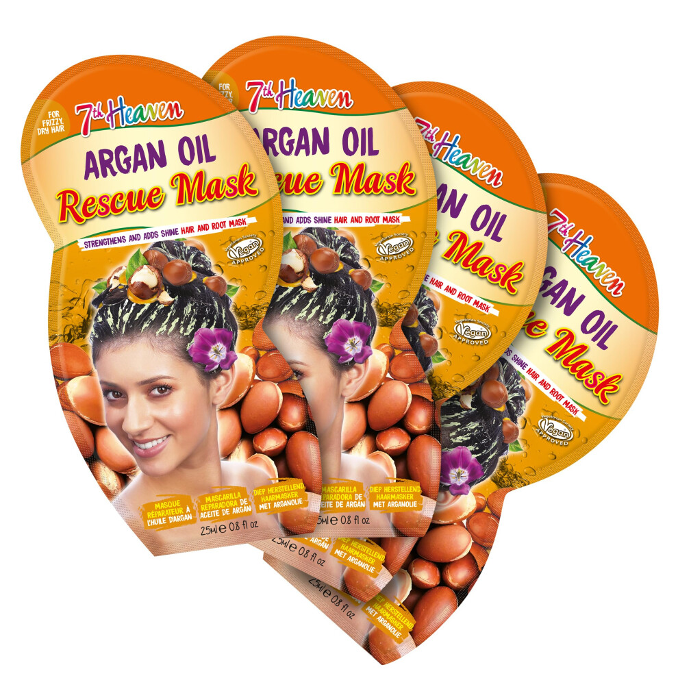 7Th Heaven Rescue Hair Mask Mulitpack Of 4 - Deep Conditioning Treatment With Argan Oil & Panthenol For Stronger, Shinier, And Healthier Hair