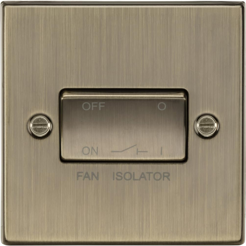 Fan Isolator Switch 10A - Square Edge Antique Brass 5055832975915