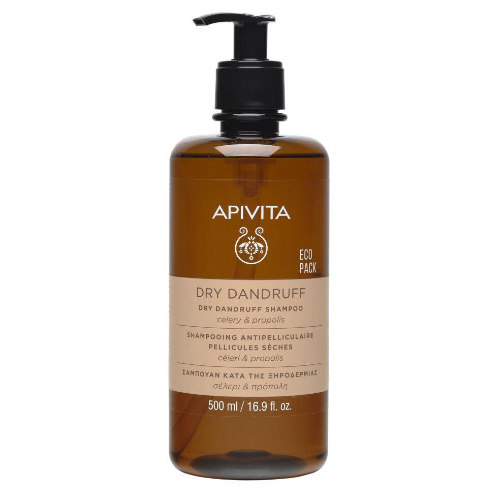 Apivita Dry Dandruff Shampoo 500Ml - With Celery, Propolis And Tea Tree Oil - Natural Anti-Dandruff And Dry Scalp Treatment - Relieves Itchy And Flaky Scalp,