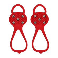 (Red) camping kit Yellow 5-Tooth Ice Claw Antiskid Shoe Cover Gourd Shaped Snow Antiskid Light Snow Claw Cleat