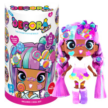 Decora Girlz | 5" SWEETIE Sticker 'n' Style Fashion Doll | Sweetie features 44 colourful accessories including dress, shoes, bag, comb, sticker sheets