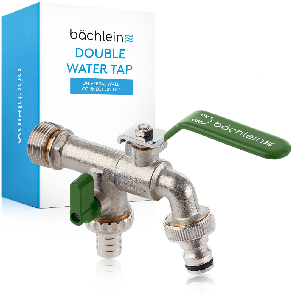 Universal Double Outlet Tap With Reduction Adapter For 1" Wall Connection - Outlet Tap With 1/2 And 1 Inch Connection 4744999670313