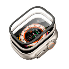 for Apple Watch Ultra 2/1(2024/2023/2022) 2 Pack Screen Protector with Aluminum Alloy Frame 49mm, Military Grade Protection, Tempered Glass Protector,