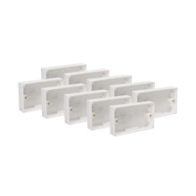 10 x Surface Mounted Back Box 25mm Wall Pattress Double 2 Gang Electrical Socket