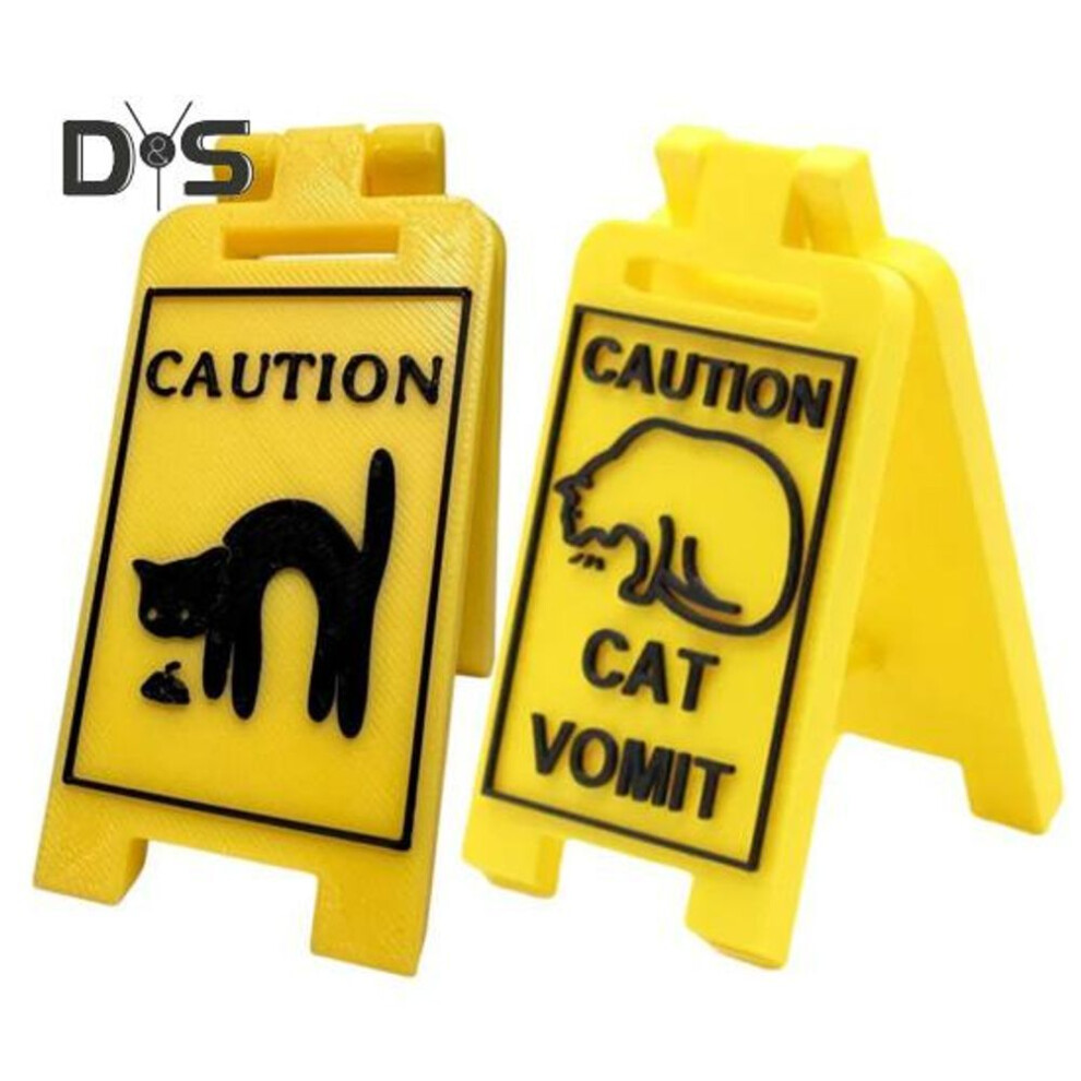 Cat Vomit Sign 3D Printed Vomiting Cat Sign Warning Sign Home Decor Cat Vomit Caution Sign Gift For Cat Owners