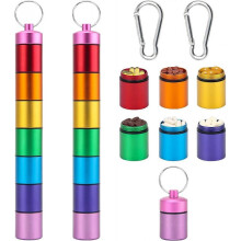 Small Portable Pill Case Keychain for Travel, 2 Pack  Aluminium Alloy Small Pill Box