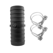 40mm (1.5") corrugated flexible pond pipe/hose repair joiner with 2 x double wire hose clips,ideal to extend/repair 40mm pipe going to pumps/filters