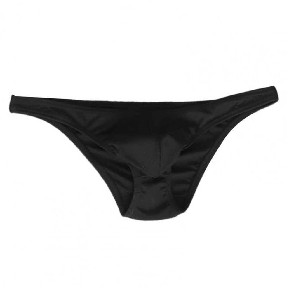 (XXXL, black) Men Sexy Thong Sexy Low Waist Briefs with U-Shaped Pouch Solid Color Stretchy Underwear Breathable Panties Daily Wear
