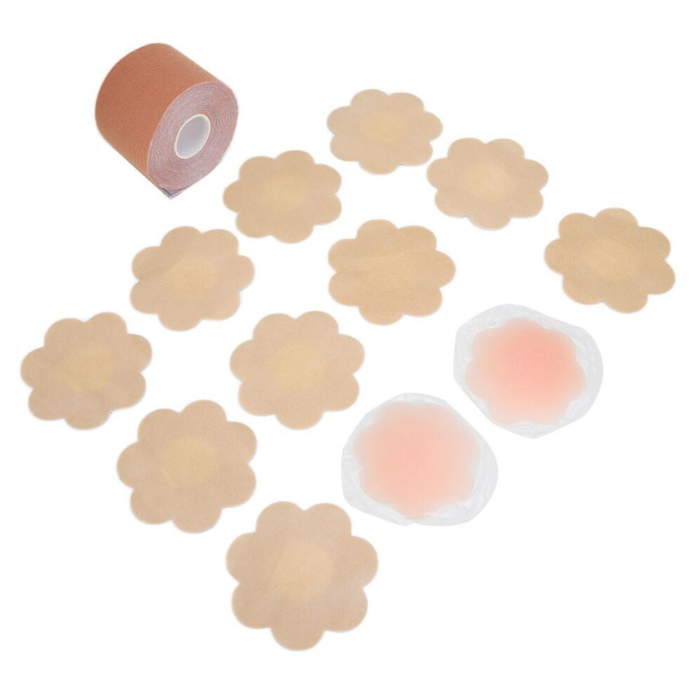 Nipple Covers Set Breathable Elastic Boob Tape Cloth Nipple Cover and Silicone Nipple Cover Set for