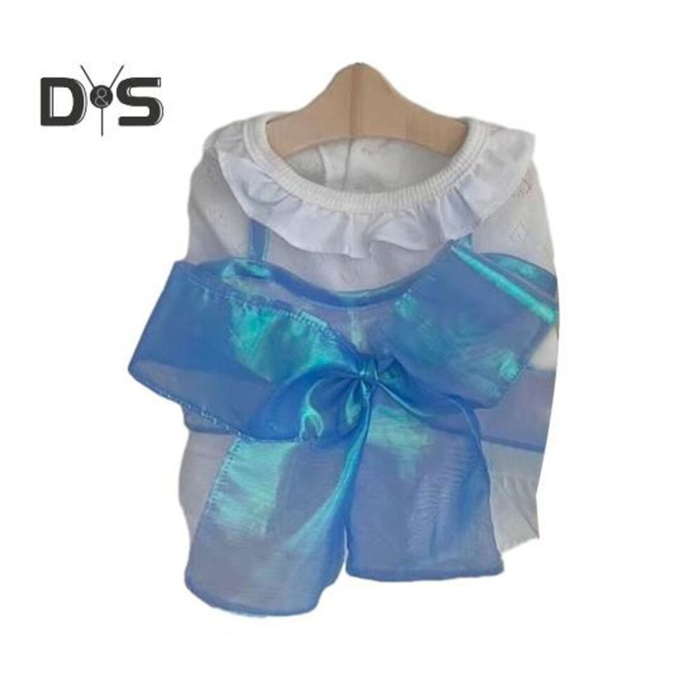 (blue, XL) Dog Dress with Large Bow Girls Dog Princess Dress Summer Sleeveless Pet Outfit for Small Medium Dogs Cats
