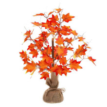 (A) Garden Ornaments Fall Home Decor, 17.7ft Illuminated Autumn Maple Tree with Warm White LED Lights for Fall Decoration
