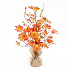 (B) Garden Ornaments Fall Home Decor, 17.7ft Illuminated Autumn Maple Tree with Warm White LED Lights for Fall Decoration