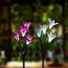 Winter promotion,Outdoor Solar Garden Stake Lights, 2 Pack Solar Powered Flower Lights with 8 Lily Flower, Multi-colo