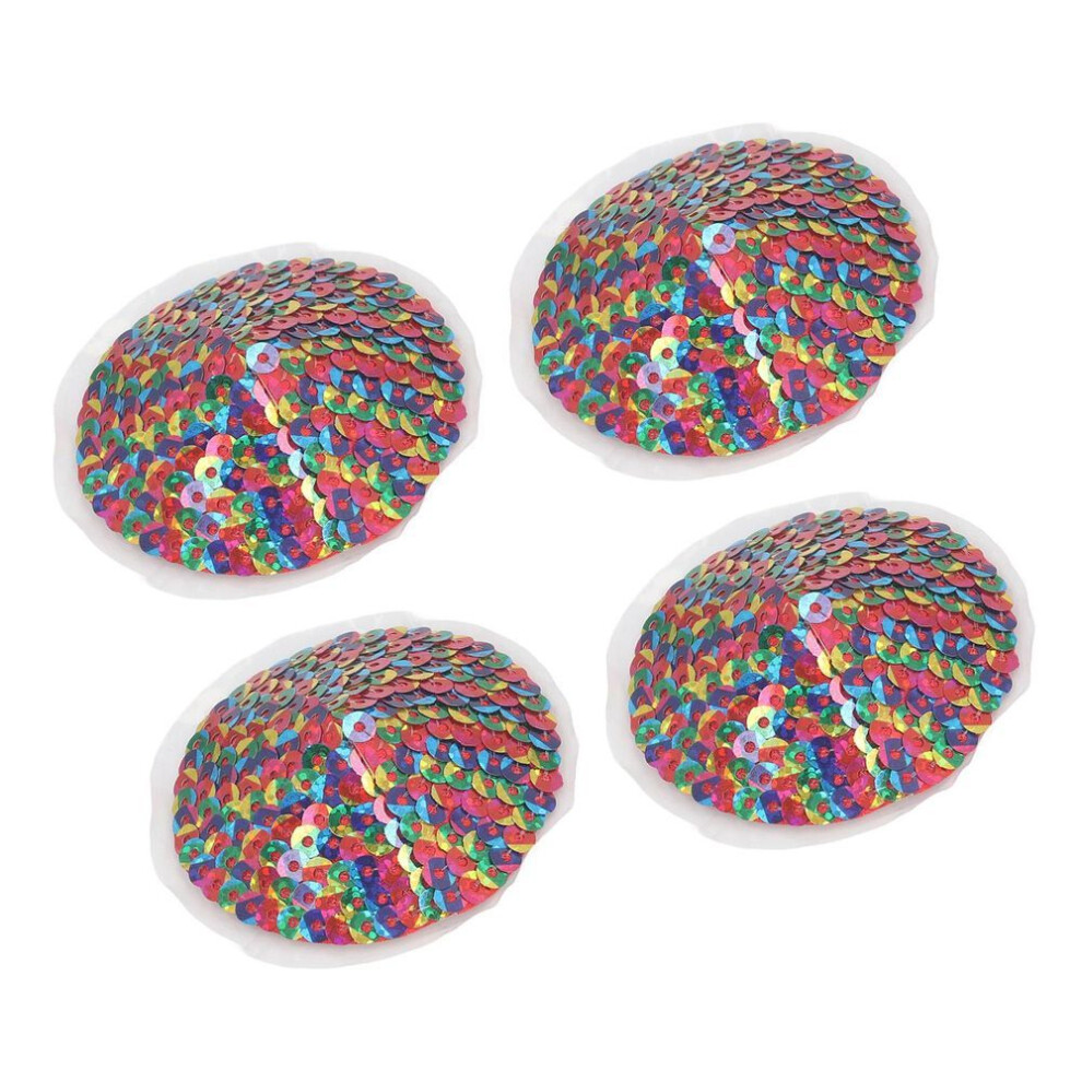 2 Pairs Round Colorful Sequin Nipple Covers Adhesive Nipple Bra Sticker Cover Pads for Festivals