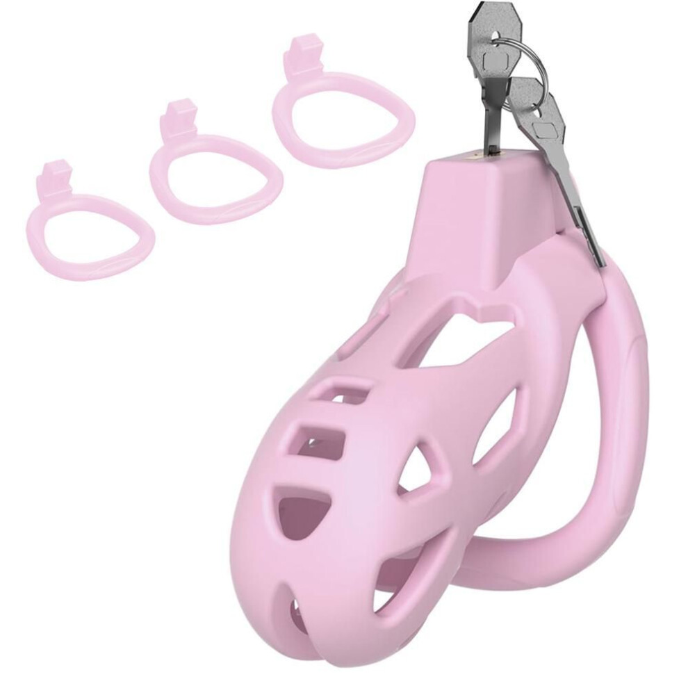 (pink) 1 Piece Male Cock Cage Chastity Device Male Lightweight Chastity Cage Device Adult Play Sex Toys Male Penis Exerciser