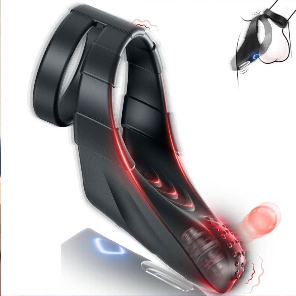 Vibrating Penis Ring with 10 Vibration Patterns for Penis Testicle Stimulation Male Vibrator Men's Waterproof Penis Ring, Adult Sex Toys
