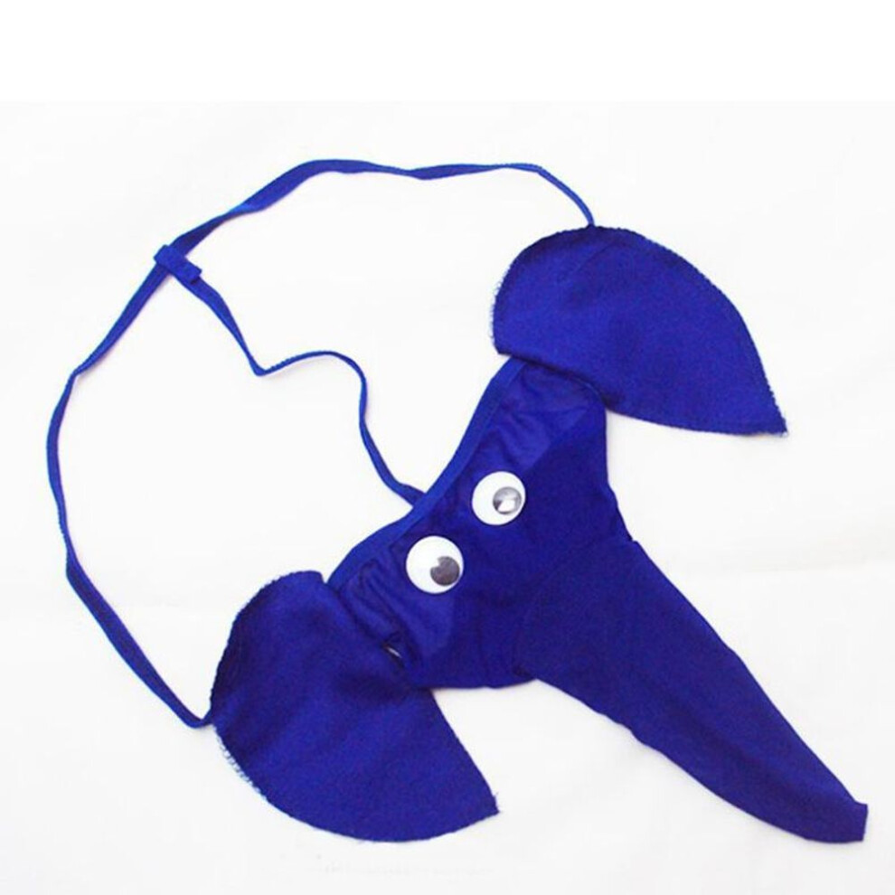 (One size, blue) Men's Sexy Elephant Thong Underwear Cartoon Trunk T Panties Fashion G String