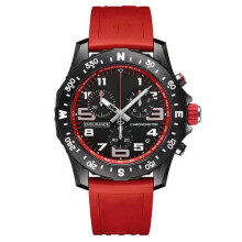 (red) Men's Quartz Watch High-end Sports Multifunction Six Hands Professional 42mm Dial Silicone Strap Waterproof