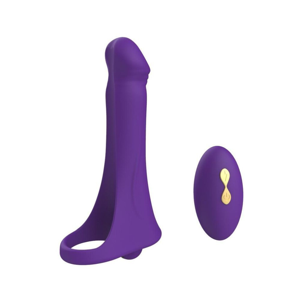 (purple) Dual Head Vibrating Dildo Penis Ring with Remote Penis Plug Vibrator, 10 Modes Female Clitoral G-spot Stimulator Adult Sex Toys