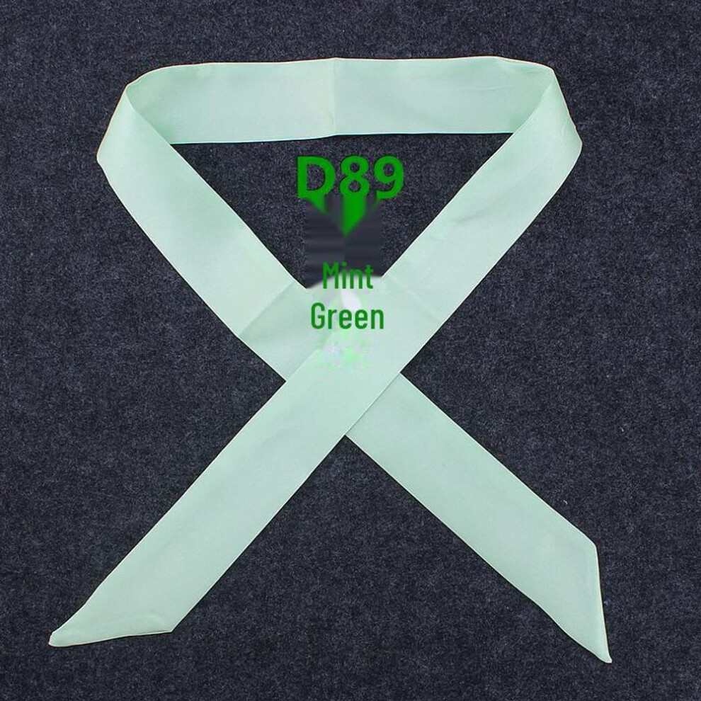 (mint green, D89) Korean Style Solid Color Silk Satin Narrow Scarf - Versatile Fashion Accessory For Women