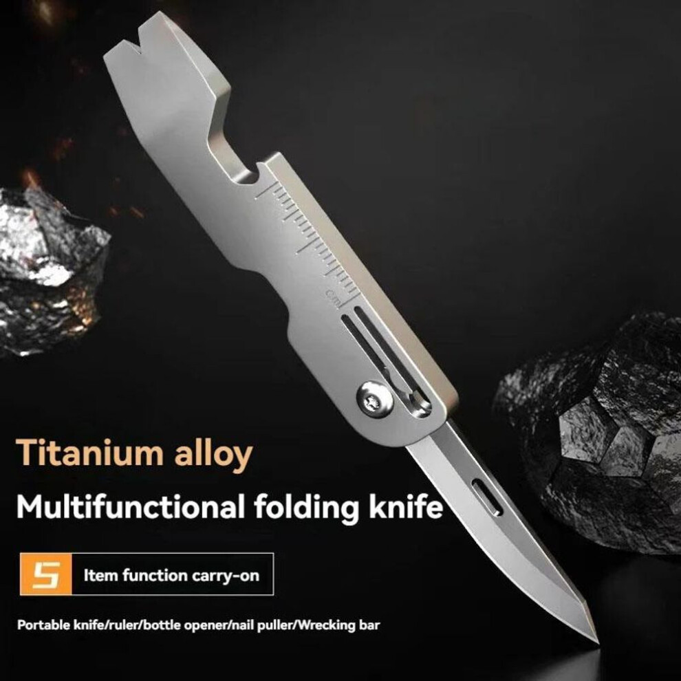 Bottle Opener Knife Mini Folding Knife Corkscrew Titanium Alloy Stainless Steel Portable Pocket Knife Edc Portable Emergency Too