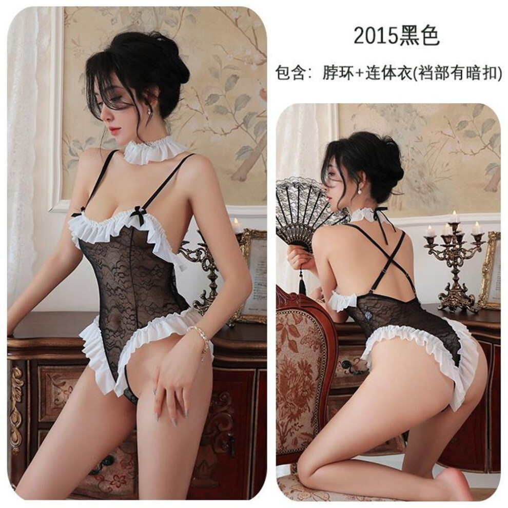 Sexy lingerie sexy lace seduction hidden button open gear uniform onesie suspender pajamas women