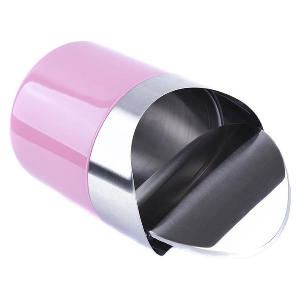 (pink) 4 Colors Stainless Steel Mini Car Rubbish Bin Detachable Rolling Cover Dust Trash Bin Desktop Trash Bin Home Office Trash Can