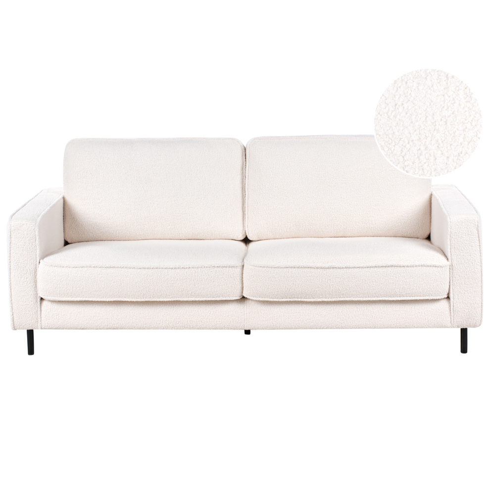Sofa SAVALEN Boucle White 3 Seater