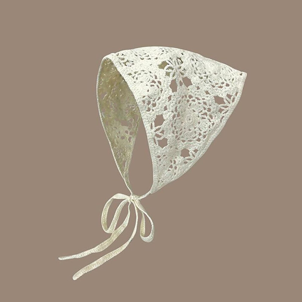 (brown) Floral Hair Bandana Knitted Head Kerchief Women Bandana Handmade Crochet Hair Scarf Travel Po Headband Turban Accessorie
