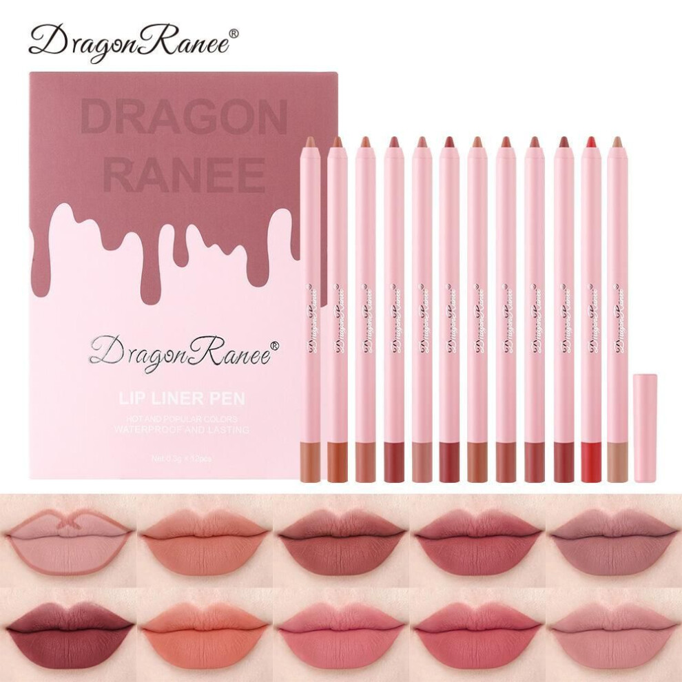 Dragon Ranee Lip Liner Waterproof mist matte line Lipstick pencil Set Foam Pencil Non-fading lip liner set