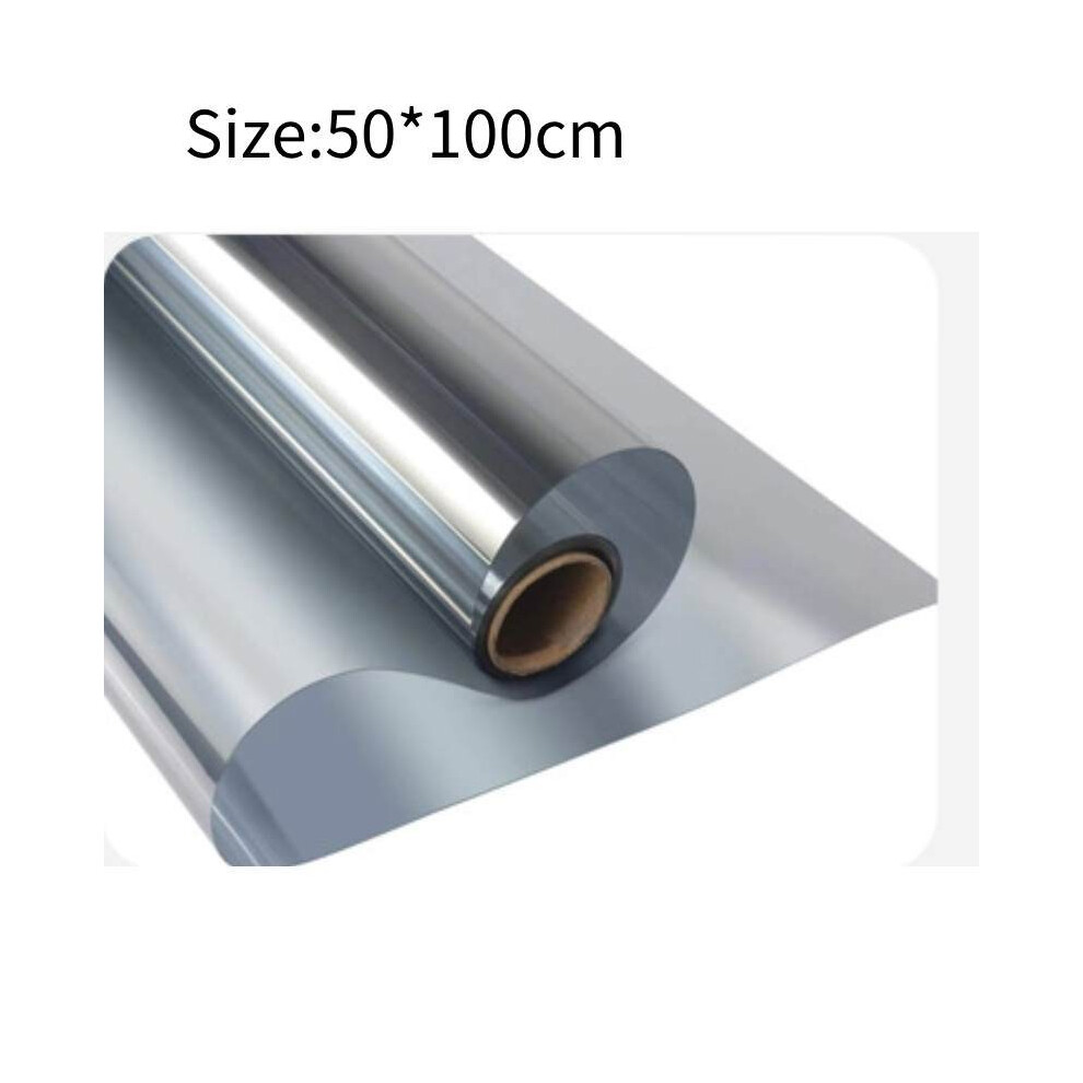 (Silver, 50*100cm/19.69*39.37in) Way Mirror One Window Film Uv Reflective Privacy Tint Foil Sticker Home Glass