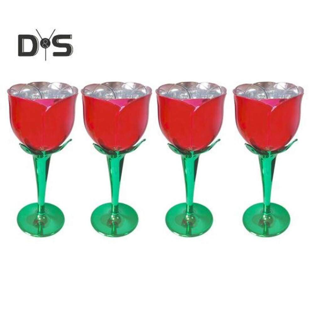 (as the picture, 4pcs) 1/2/4pcs Wine Glass Rose Flower Leaf Shape Wine Cups For Cocktails Beverages Restaurants Coffee Bars