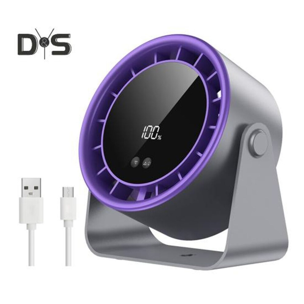 (grey, Charging) Table Fan Personal Air Conditioner 100 Speeds Strong Airflow Ultra Quiet Digital Display Rechargeable Wall-mounted Desk Fan