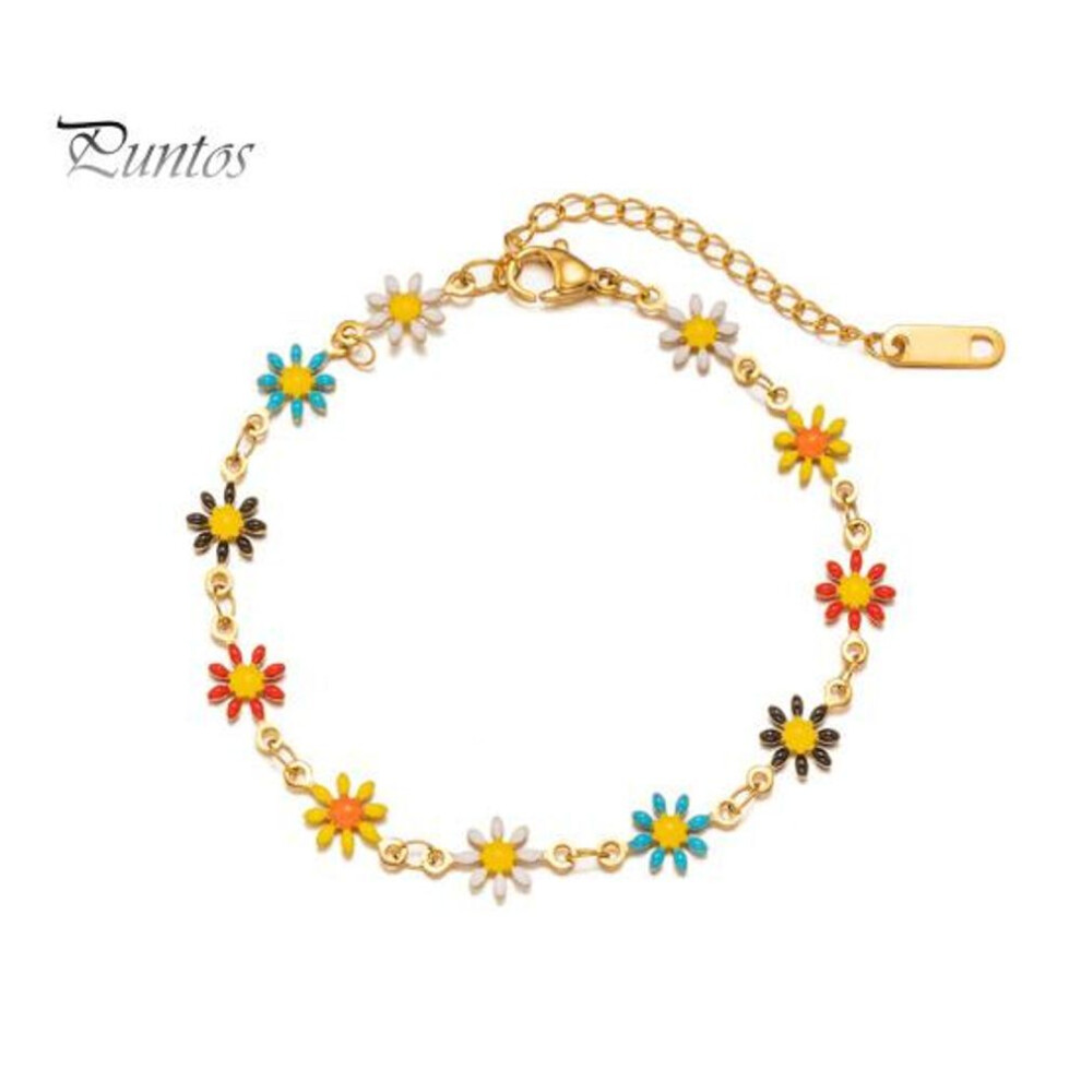 (as the picture, B) Flower Choker Necklace Women Bohemian Colorful Flower Bracelets Best Friend Jewelry Gift for Sister Daughter Wife Girlfriend