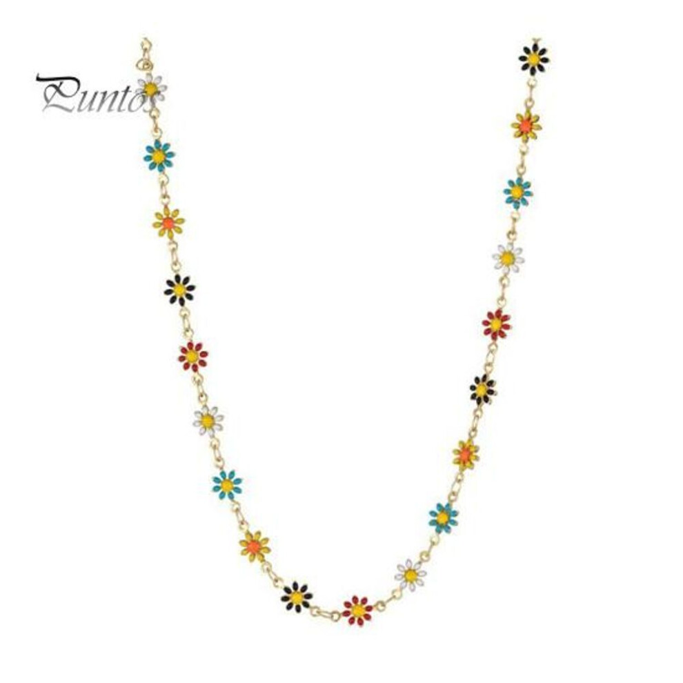 (as the picture, A) Flower Choker Necklace Women Bohemian Colorful Flower Bracelets Best Friend Jewelry Gift For Sister Daughter Wife Girlfriend