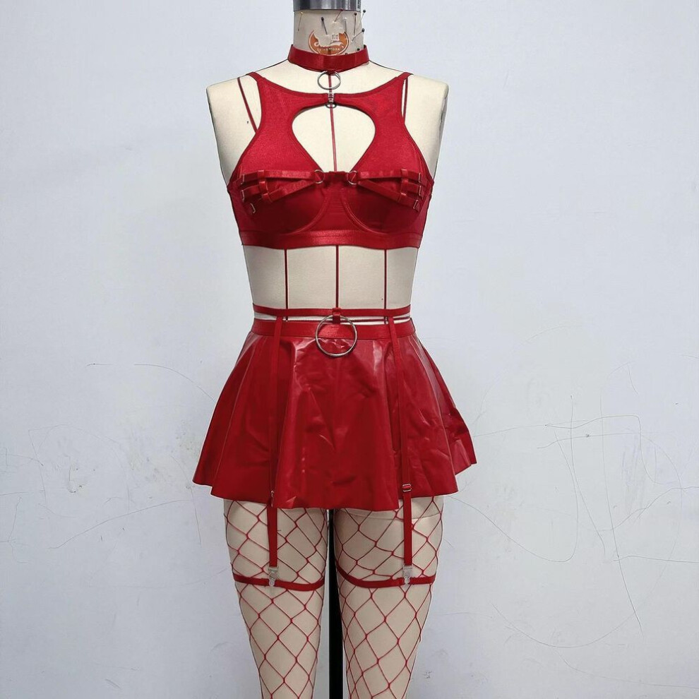 (L, red) Sex Set Hot Sale Lace Sexy Sexy Set Solid Color Leather