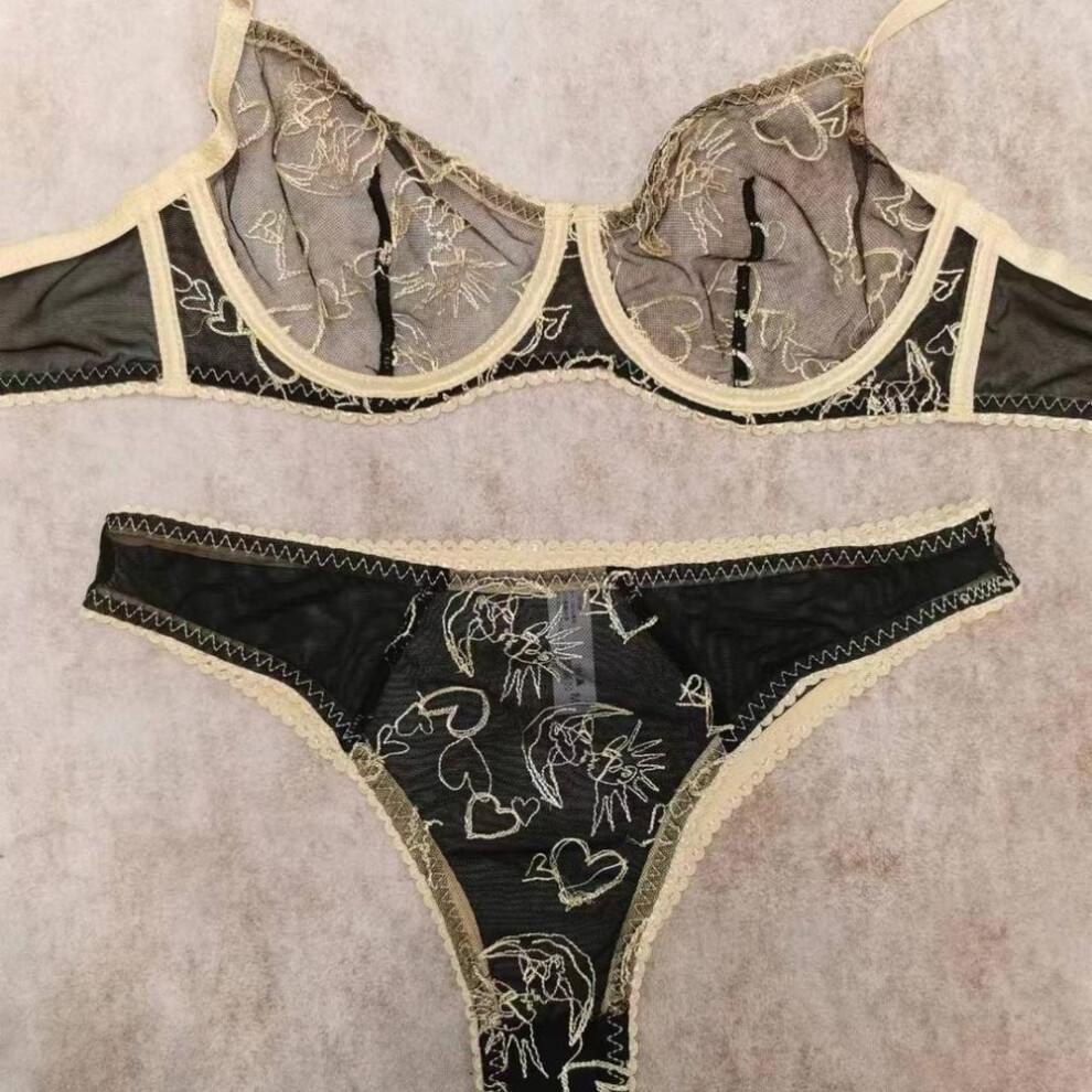 (XL, black) Sex set Sexy fun summer ultra-thin embroidered lace small large size set