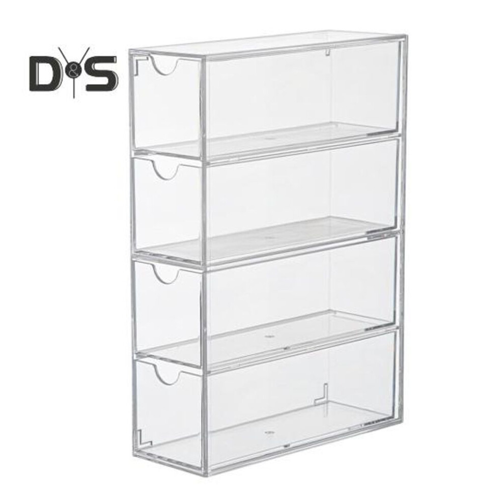 4Pcs Eyeglass Case Storage Organizer Large Capacity Dustproof Transparent Stackable Sunglass Glasses Storage Box with Lid