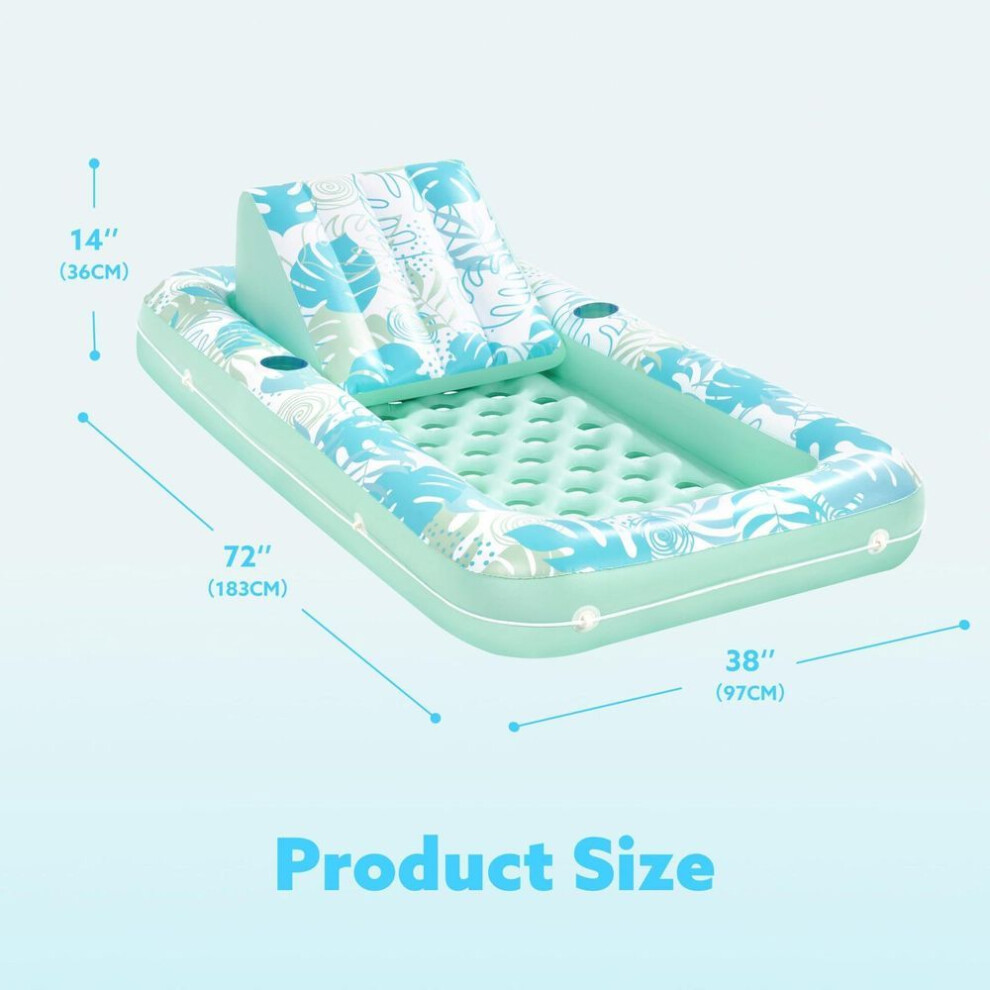 PVC Inflatable Sunny Pool Floating Bed - Beach Water Leisure Tanning Bed with Bathtub Design
