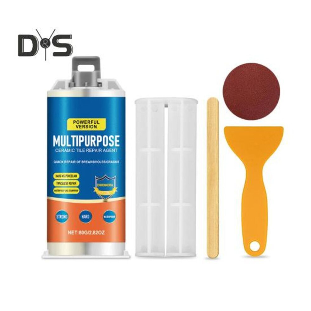80g Tile Grout Repair Kit With Scraper Round Sandpaper Stir Stick Push Rod Waterproof Home Kitchen Bathroom Floor Tile Repair Filler Agent