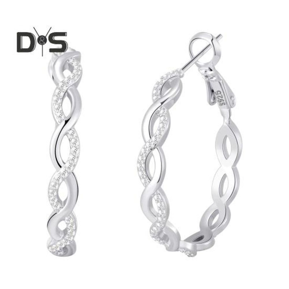 (silver) 1 Pair Women Earrings Hollow Out Round Circle Rhinestone Decor Twisted Ear Hoop Lady Dating Party Prom Jewelry