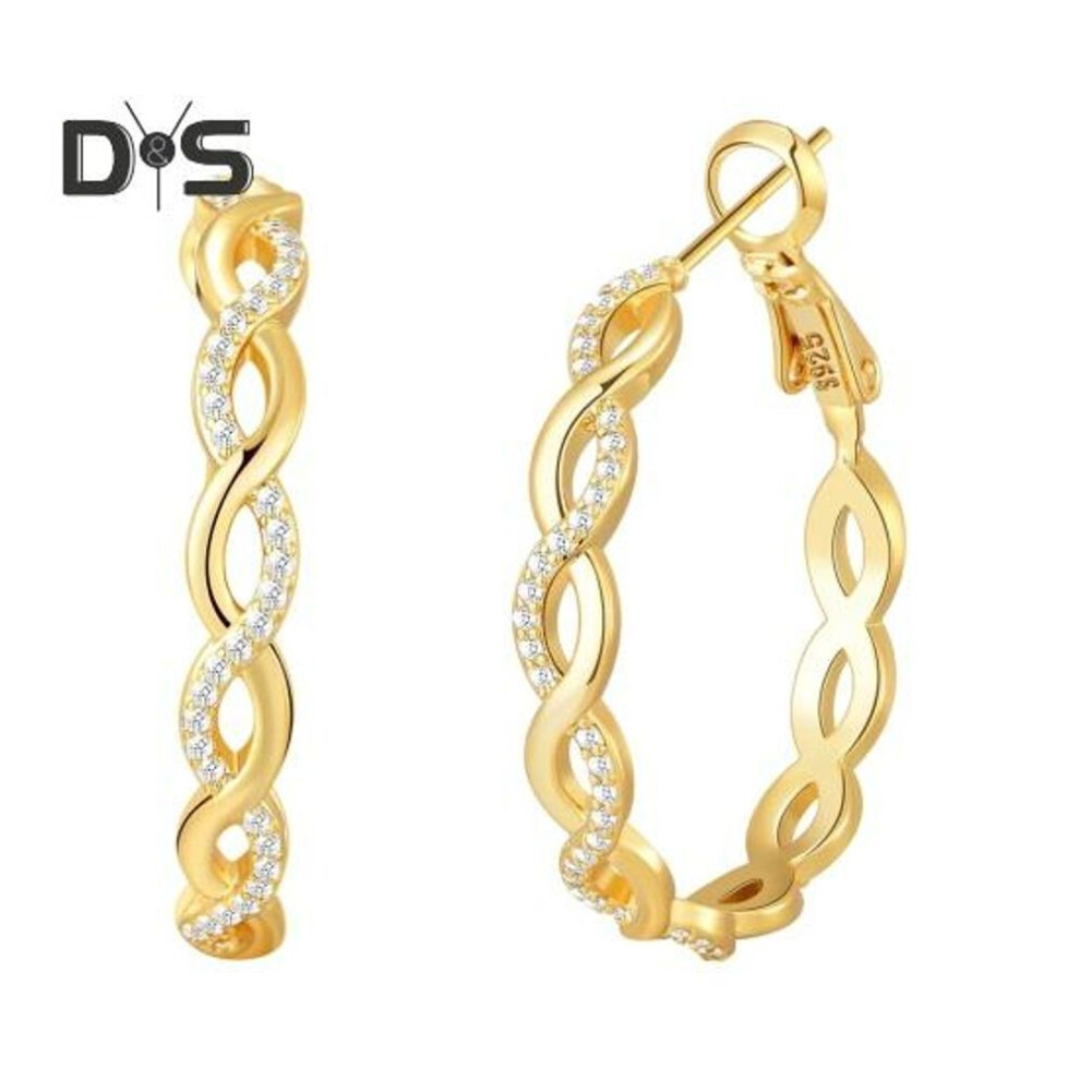 (golden) 1 Pair Women Earrings Hollow Out Round Circle Rhinestone Decor Twisted Ear Hoop Lady Dating Party Prom Jewelry