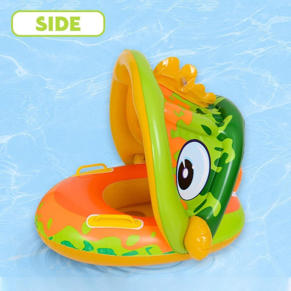 Baby Swimming Boat Infant Swim Ring Kids Inflatable Seat Ring Cartoon Canopy Seat