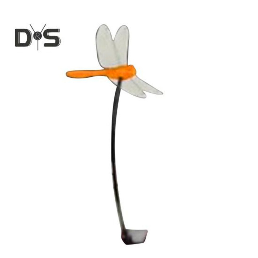 (orange) Fake Dragonfly Clip For Deer Horse Fly Deterrent 3D Simulation Dragonfly Pole Clip For Garden Patio Yard Decor