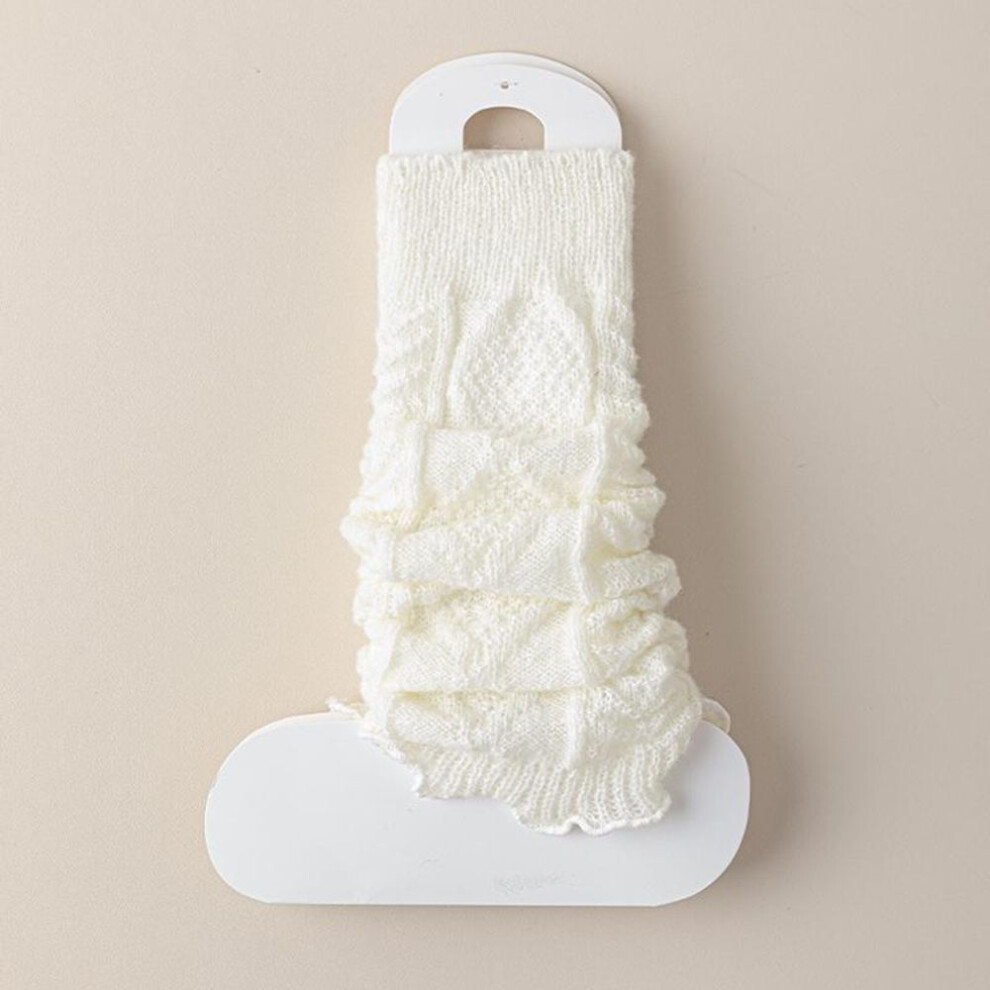 (white, One Size) Autumn Winter Women's Leg Warmers Solid Color Lolita Knitted Long Foot Cover Versatile Crochet Heap Sock Boot Cuffs
