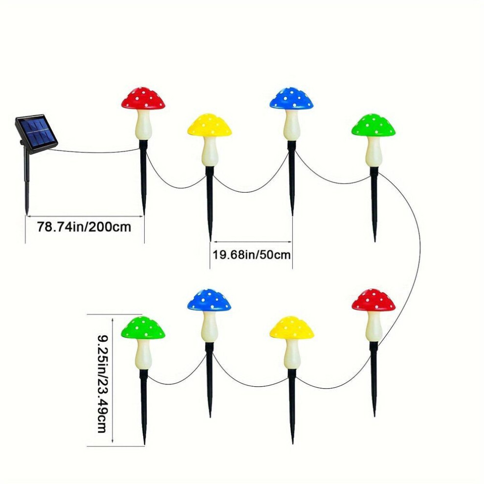 (8PCS) Solar Mushroom Fairy Lights, Outdoor Garden Pathway Decoration, 4/8/12 Led Plastic Mushroom Shape, Fairy Lamp For Garden