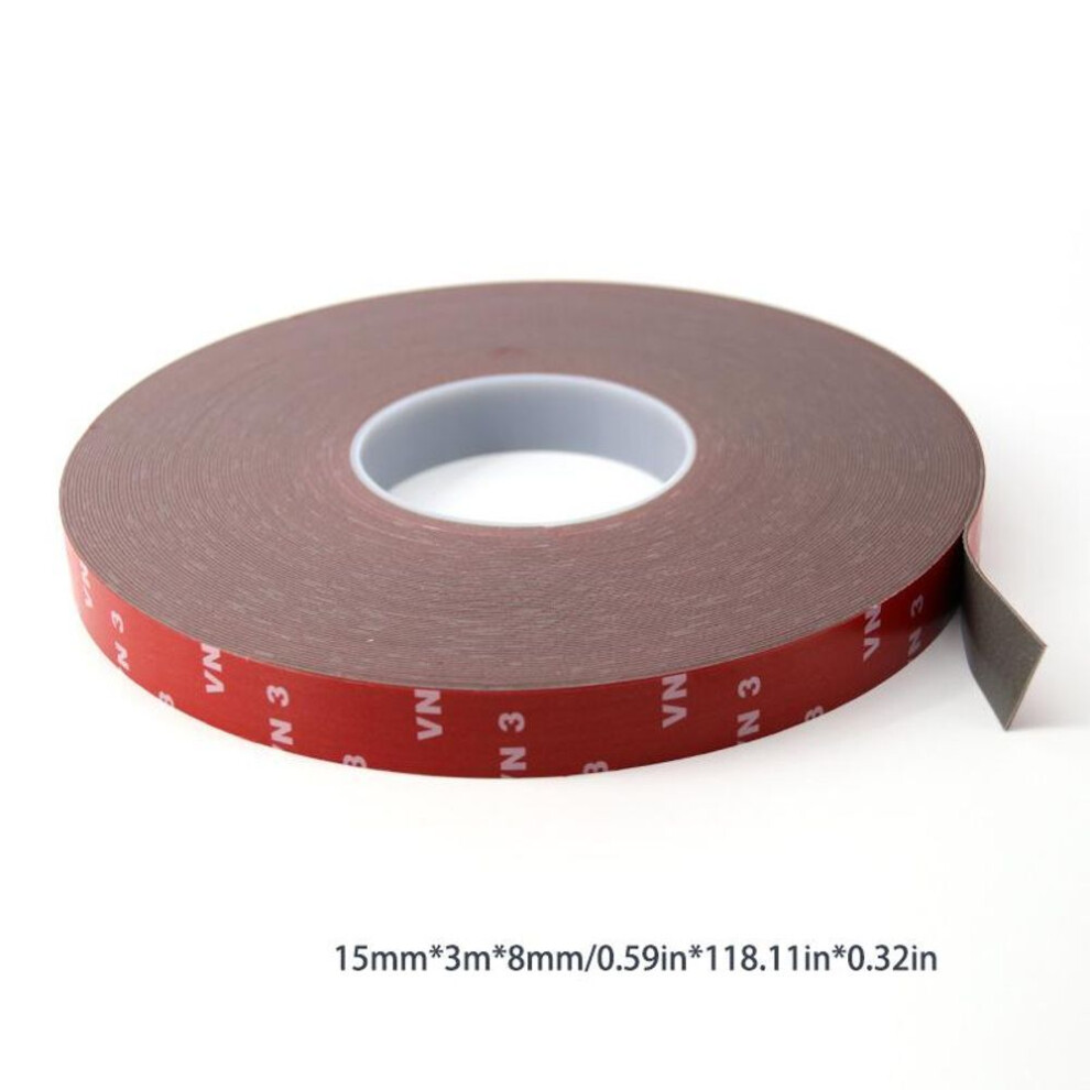 (as the picture, 15mm) 3 Meters Double Sided Tape Strong Permanent Acrylic Foam Adhesive Tape Sticker For Car Home Indoor High Temperature