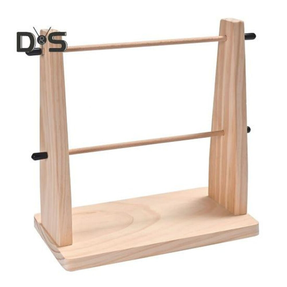 (as the picture, A) Wooden Yarn Holder Horizontal Yarn Ball Holder Double Revolving Yarn Storage Organizer Yarn Dispenser For Crochet Knitting Supplies